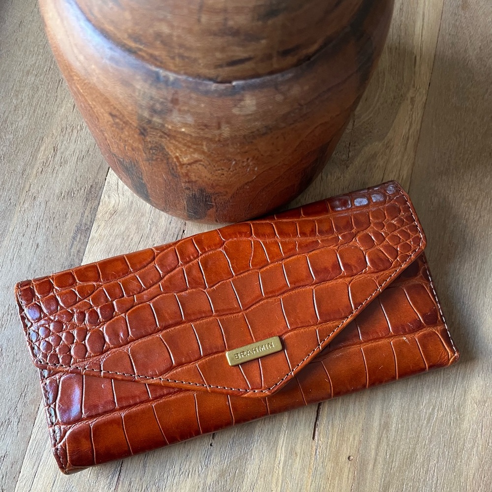 Brahmin Veronica Butterscotch Laurence Embossed Leather Wallet